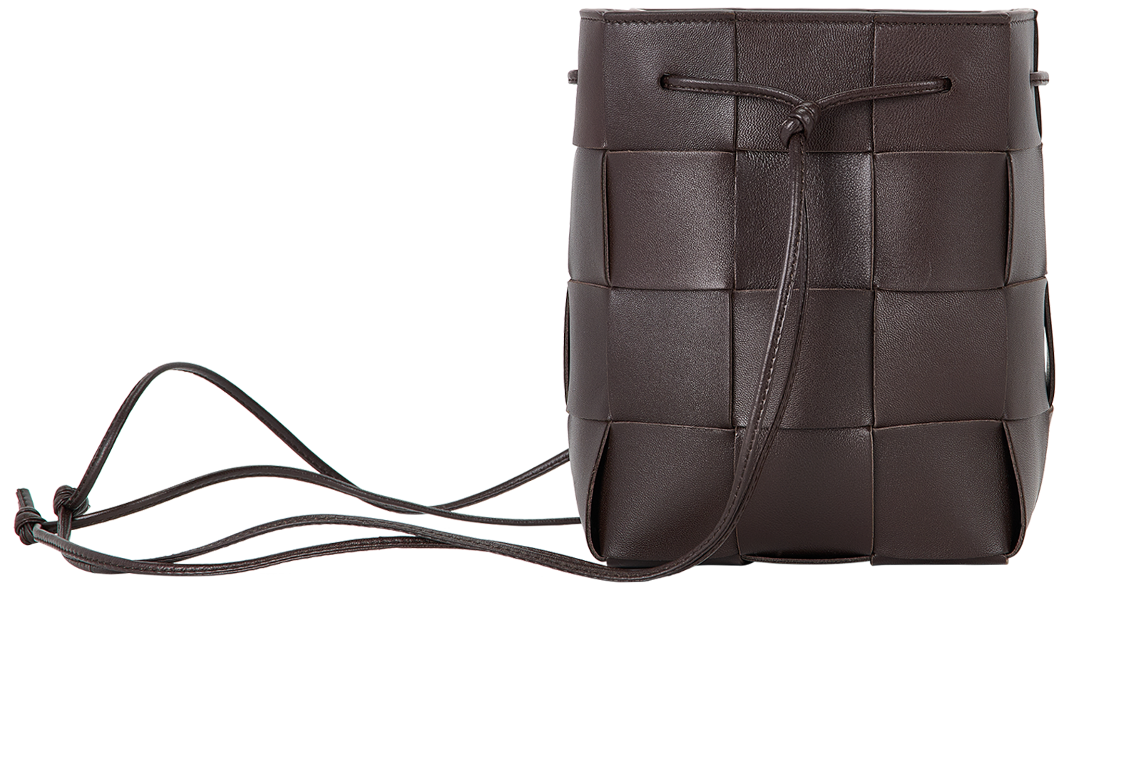 Small Intrecciato Bucket Bag, &pound;375, Handbags, Brown, Leather, Side view